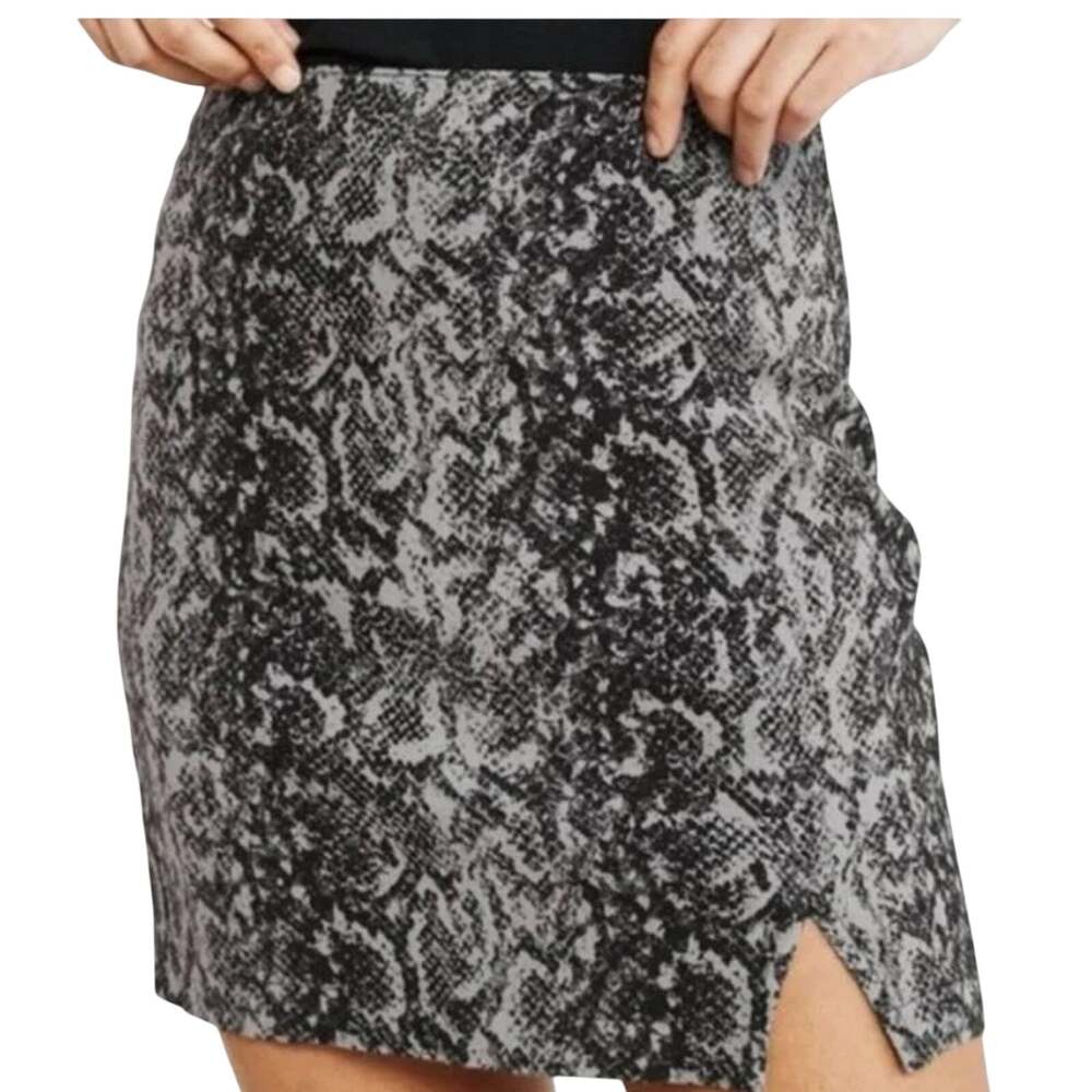 Abercrombie & Fitch Skirt M Black Gray Snake Print Mini Side Slit Baddie